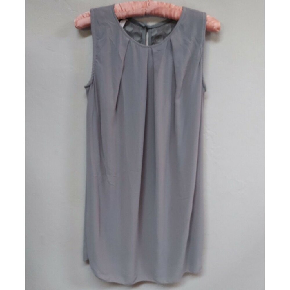 Italian Style Womens Pleated Front Overlay Tank Top Taupe Sleeveless Italy Made